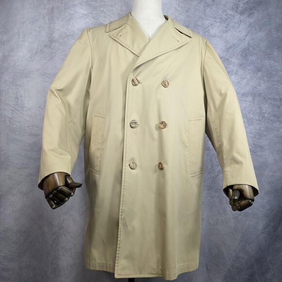 Vintage London Fog Coat Mens 40 Regular Double Breasted Wool Lined 70s Baltimore - Picture 2 of 16